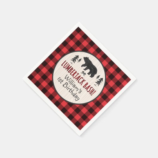 Lumberjack Verjaardagsfeest Napkin Lumberjack Part Servetten (Hoek)