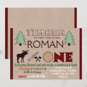 Lumberjack verjaardagsfeest uitnodigingskaart kaart (Voorkant / Achterkant)