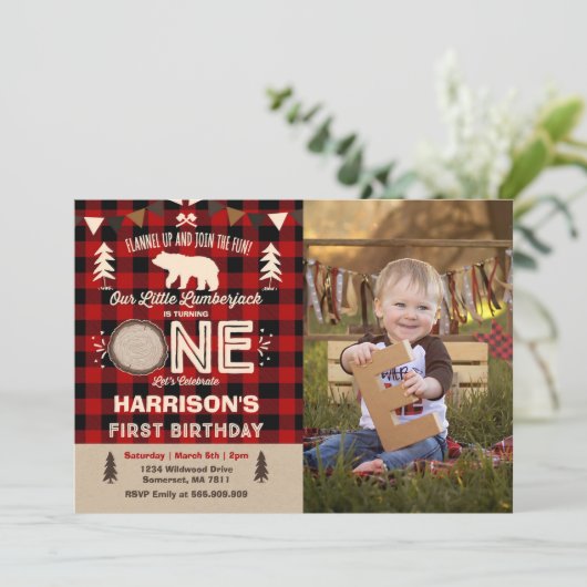 Lumberjack verjaardagsuitnodiging Lumberjack Party Kaart (Staand voorkant)