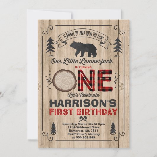 Lumberjack verjaardagsuitnodiging Lumberjack Party Kaart (Voorkant)