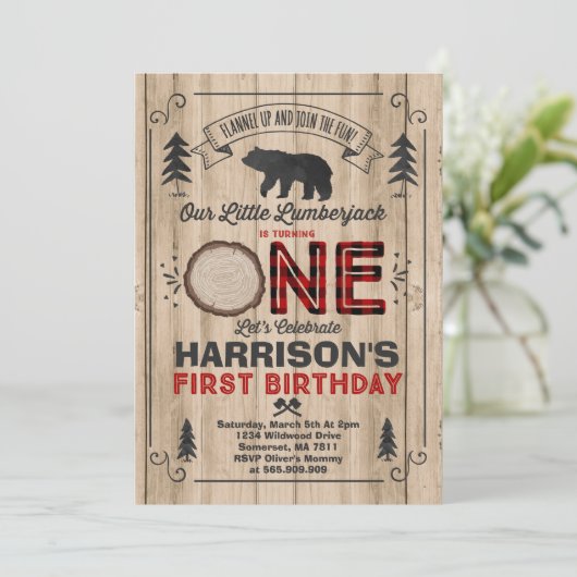Lumberjack verjaardagsuitnodiging Lumberjack Party Kaart (Staand voorkant)