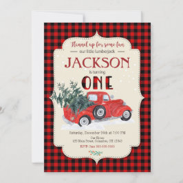 LUMBERJACK verjaardagsuitnodiging / rode vrachtwag Kaart