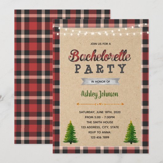 Lumberjack vrijgezellenfeest uitnodiging (Voorkant / Achterkant)