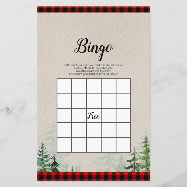 Lumberjack Waterverf Bingo Game (Voorkant)