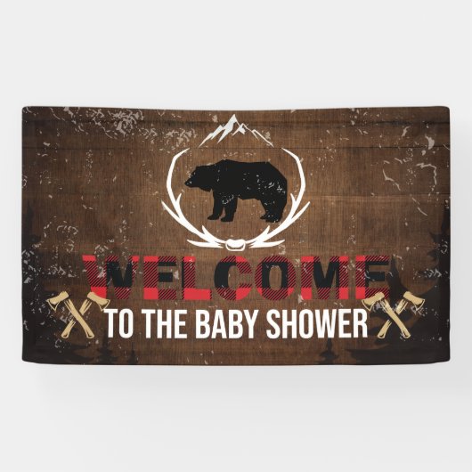 Lumberjack Welkom Baby shower Wood Plaid Spandoek (Horizontaal)