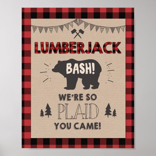 Lumberjack Welkomstteken Tabelteken Geplakt beer Poster (Voorkant)