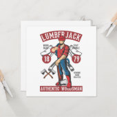 Lumberjack Wenskaart Kaart (Voorkant / Achterkant in situ)