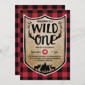 Lumberjack Wild One Boys 1e verjaardag Kaart (Voorkant / Achterkant)