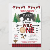 Lumberjack Wild One First Birthday Invitations Kaart (Voorkant)