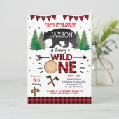 Lumberjack Wild One First Birthday Invitations Kaart (Staand voorkant)