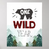 Lumberjack Wild One Forest One WilYear Sign Poster (Voorkant)