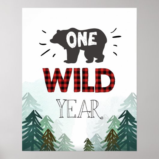 Lumberjack Wild One Forest One WilYear Sign Poster (Voorkant)