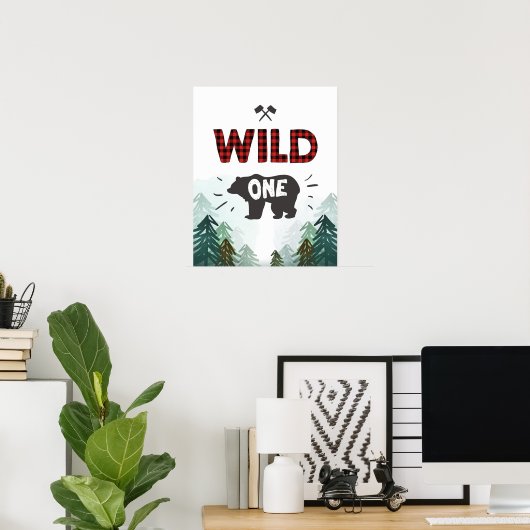 Lumberjack Wild One Forest Tredes Wild One Sign Poster (Thuiskantoor)