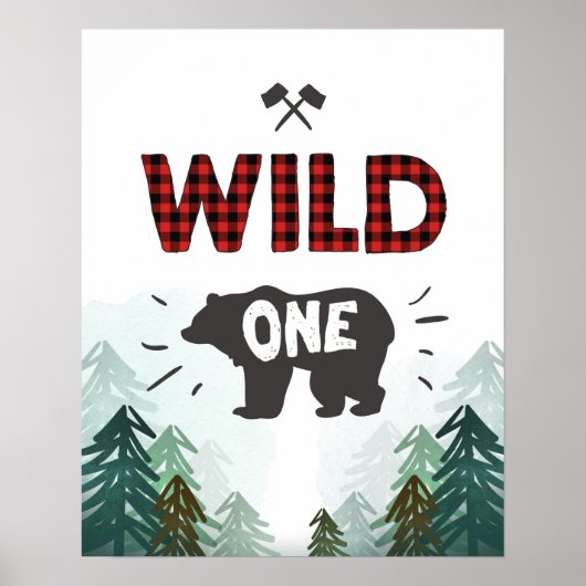 Lumberjack Wild One Forest Tredes Wild One Sign Poster (Voorkant)