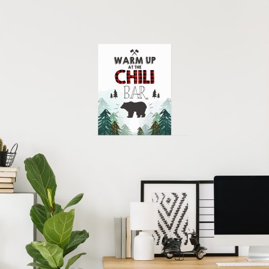 Lumberjack Wild One Forest Trees Chili Bar Sign Poster (Thuiskantoor)