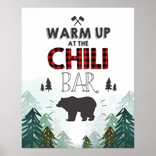 Lumberjack Wild One Forest Trees Chili Bar Sign Poster (Voorkant)