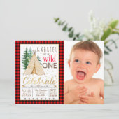 Lumberjack Wild One Tribal TeePee eerste verjaarda Kaart (Staand voorkant)