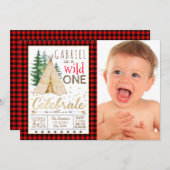 Lumberjack Wild One Tribal TeePee eerste verjaarda Kaart (Voorkant / Achterkant)