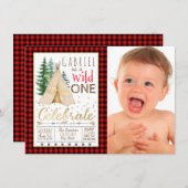 Lumberjack Wild One Tribal TeePee eerste verjaarda Kaart (Voorkant / Achterkant)
