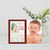 Lumberjack Wild One Tribal TeePee eerste verjaarda Kaart (Staand voorkant)