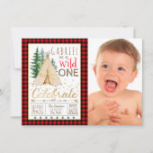 Lumberjack Wild One Tribal TeePee eerste verjaarda Kaart (Voorkant)