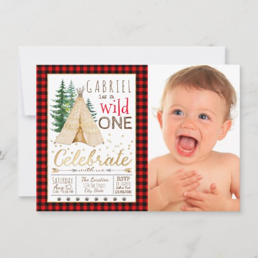 Lumberjack Wild One Tribal TeePee eerste verjaarda Kaart (Voorkant)