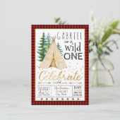 Lumberjack Wild One Tribal TeePee verjaardagsfeest Kaart (Staand voorkant)
