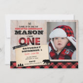 Lumberjack Wilderness First Birthday Invitation Kaart (Voorkant)
