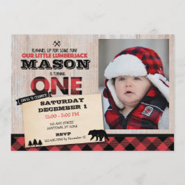 Lumberjack Wilderness First Birthday Invitation Kaart