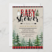 Lumberjack Winter Forest Red Plaid Baby shower Kaart (Voorkant)