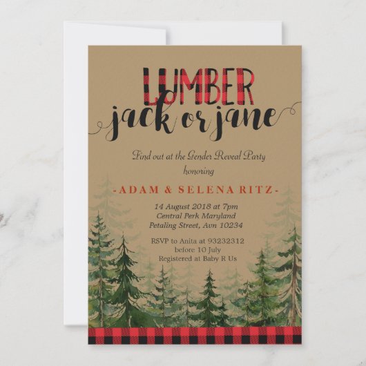 Lumberjack Winter Geslacht Onthullen Party Uitnodi Kaart (Voorkant)