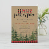 Lumberjack Winter Geslacht Onthullen Party Uitnodi Kaart (Staand voorkant)