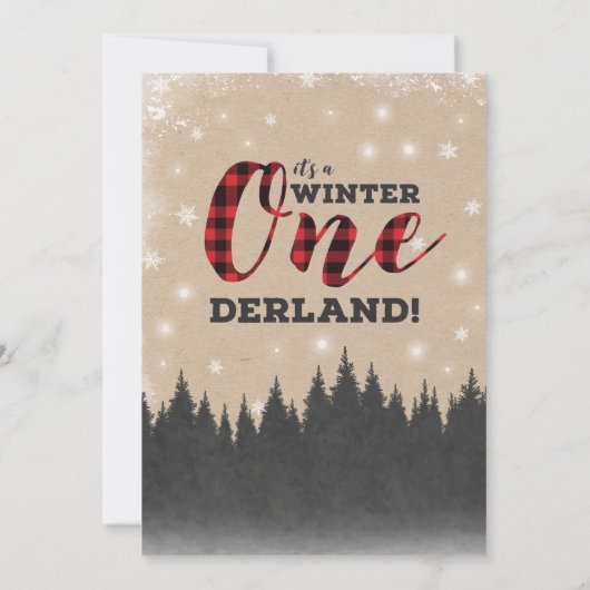 Lumberjack Winter ONEderland Birthday Uitnodiging (Achterkant)