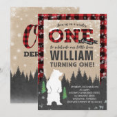 Lumberjack Winter ONEderland Birthday Uitnodiging (Voorkant / Achterkant)