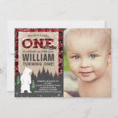 Lumberjack Winter ONEderland Birthday Uitnodiging (Voorkant)
