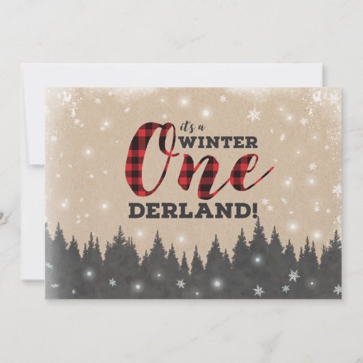 Lumberjack Winter ONEderland Birthday Uitnodiging (Achterkant)