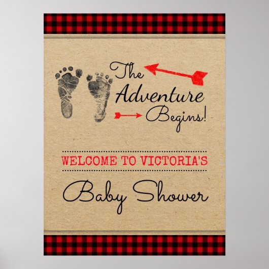 Lumberjack Woodland Adventure Baby shower Sign Poster (Voorkant)