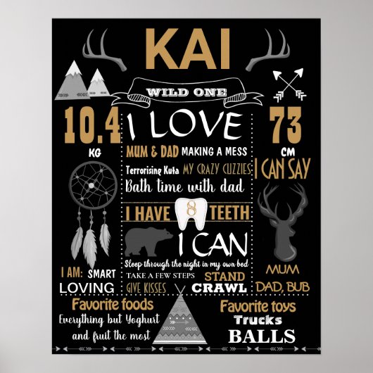 Lumberjack Woodland antlers elandmose Birthday Poster (Voorkant)