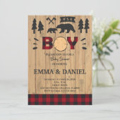 Lumberjack Woodland Baby shower Boy Invitation Kaart (Staand voorkant)