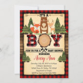 Lumberjack Woodland Baby shower Uitnodiging (Voorkant)