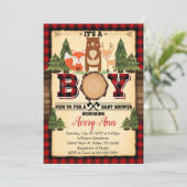 Lumberjack Woodland Baby shower Uitnodiging (Staand voorkant)