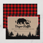 Lumberjack Woodland Beer Baby shower Diaper Raffle Informatiekaartje (Voorkant / Achterkant)