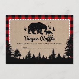 Lumberjack Woodland Beer Baby shower Diaper Raffle Informatiekaartje