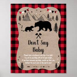 Lumberjack Woodland Beer Zeg geen Baby-spel Poster