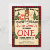 Lumberjack Woodland Birthday Party Invitation Kaart (Voorkant)