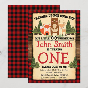 Lumberjack Woodland Birthday Party Invitation Kaart