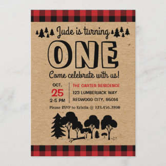 Lumberjack Woodland Boy First Birthday uitnodiging