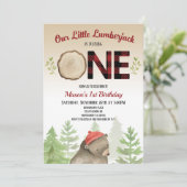 Lumberjack Woodland Forest Beer 1st Birthday Party Kaart (Staand voorkant)