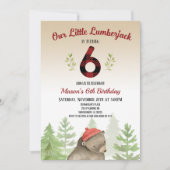 Lumberjack Woodland Forest Beer 6th Birthday Party Kaart (Voorkant)