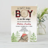 Lumberjack Woodland Forest Beer Boy Baby shower Kaart (Staand voorkant)